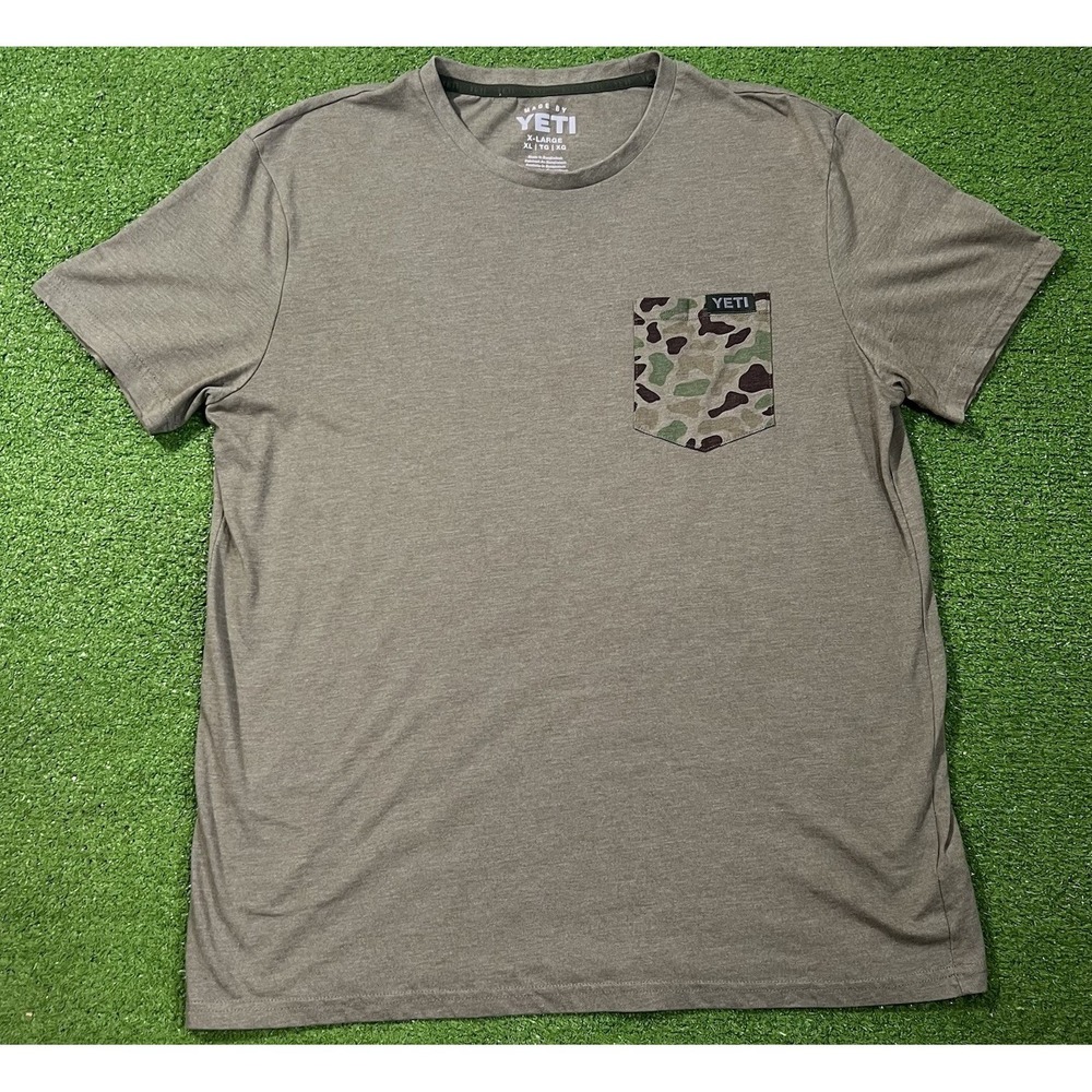 Yeti Duck Camo Shirt XL Olive Drab Pocket Tee Limited Edition Yeti Coolers EUC